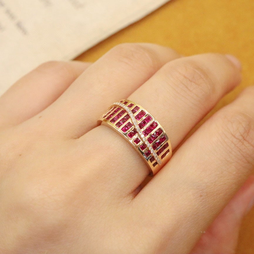 14k Gold 1.14 Ctw Natural Ruby & Diamond Ring - 6
