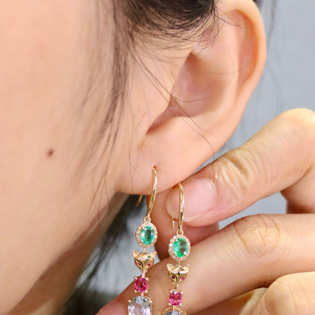 14k Gold 2.40 Ctw Natural Aquamarine & Diamond Earrings - 2