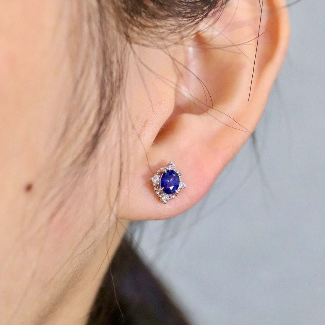 14k Gold 1.26 Ctw Natural Sapphire & Diamond Earrings - 4