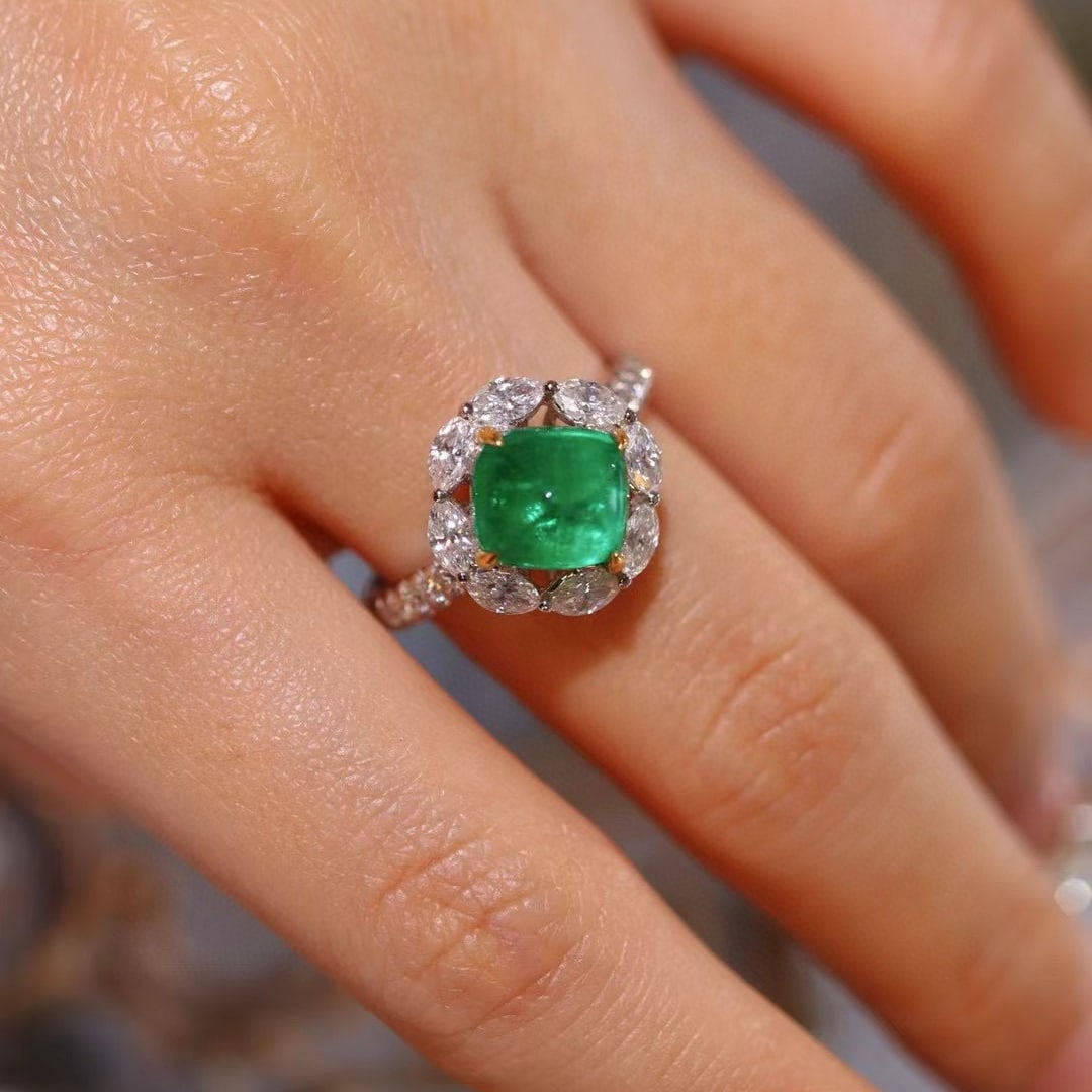 14k Gold 3.08 Ctw Vivid Green Natural Emerald & Diamond Ring - 3