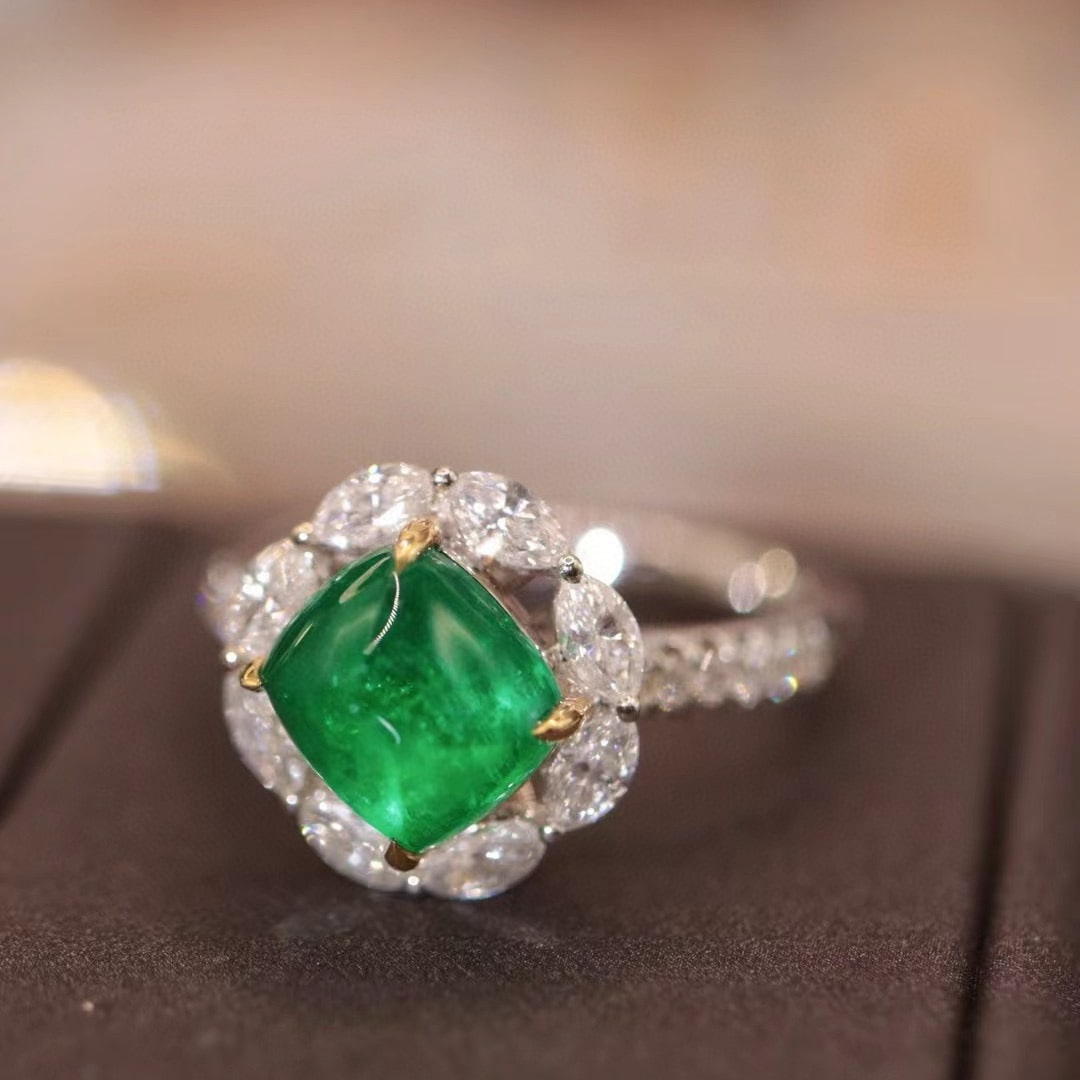 14k Gold 3.08 Ctw Vivid Green Natural Emerald & Diamond Ring - 4