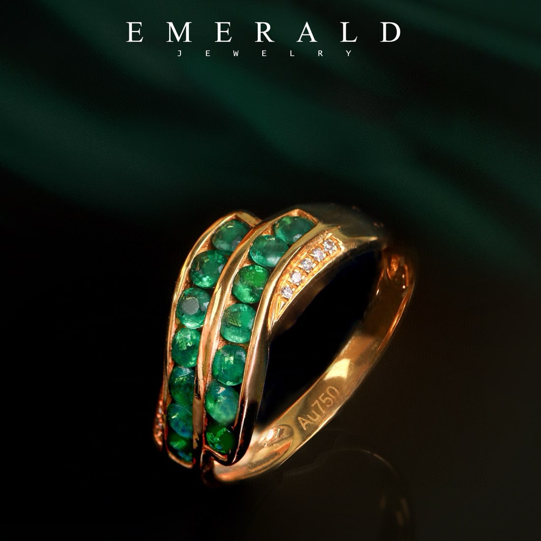 14k Gold 1 Ct Natural Emerald & Diamond Ring: Ref:231017059 // gold content:14k gold // ring size:7. 25us // // main gemstone:emerald // shape:round // carat weight:1ct // color:green // treatment:natural // cut grade:g // // adjacent gemstone 2