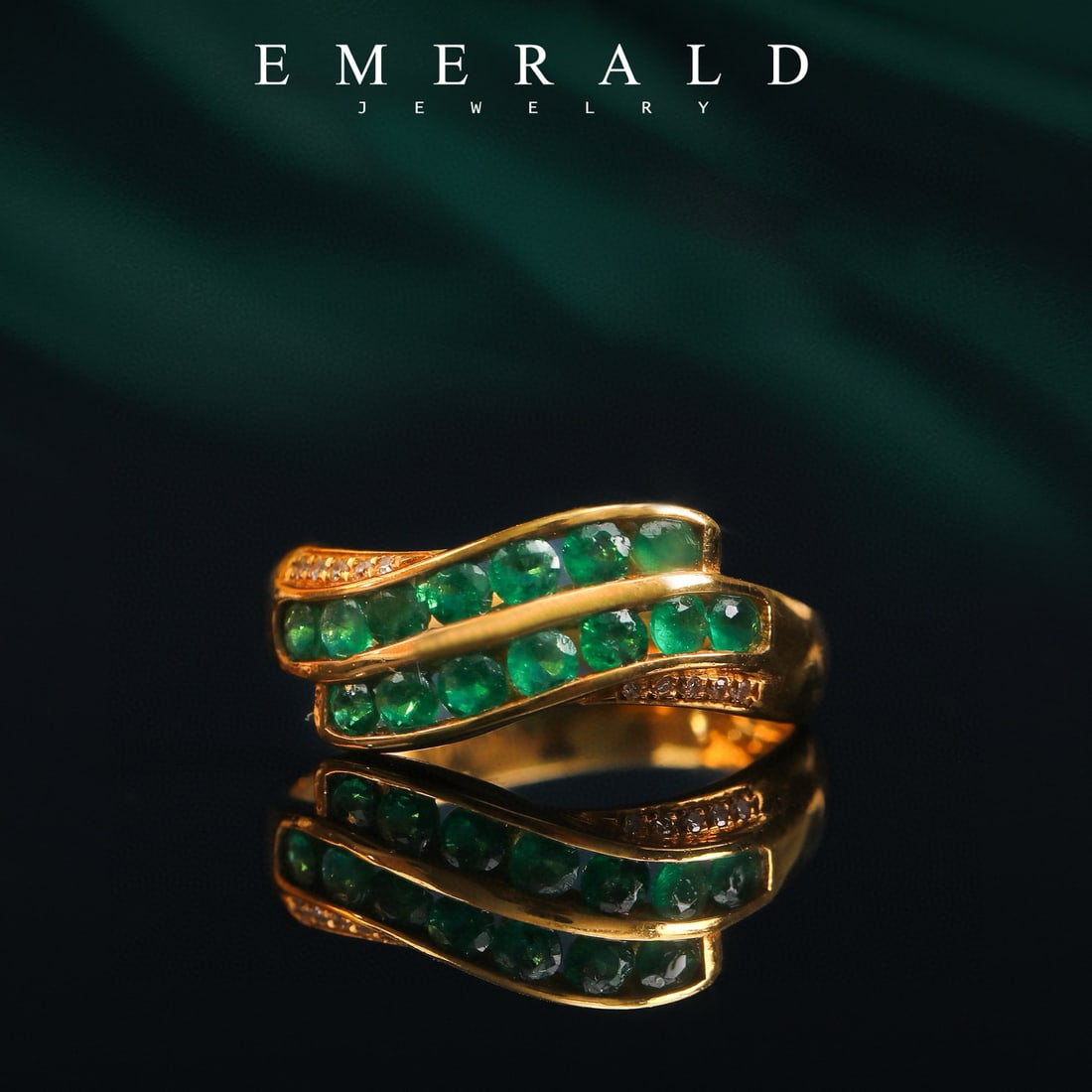 14k Gold 1 Ct Natural Emerald & Diamond Ring - 3