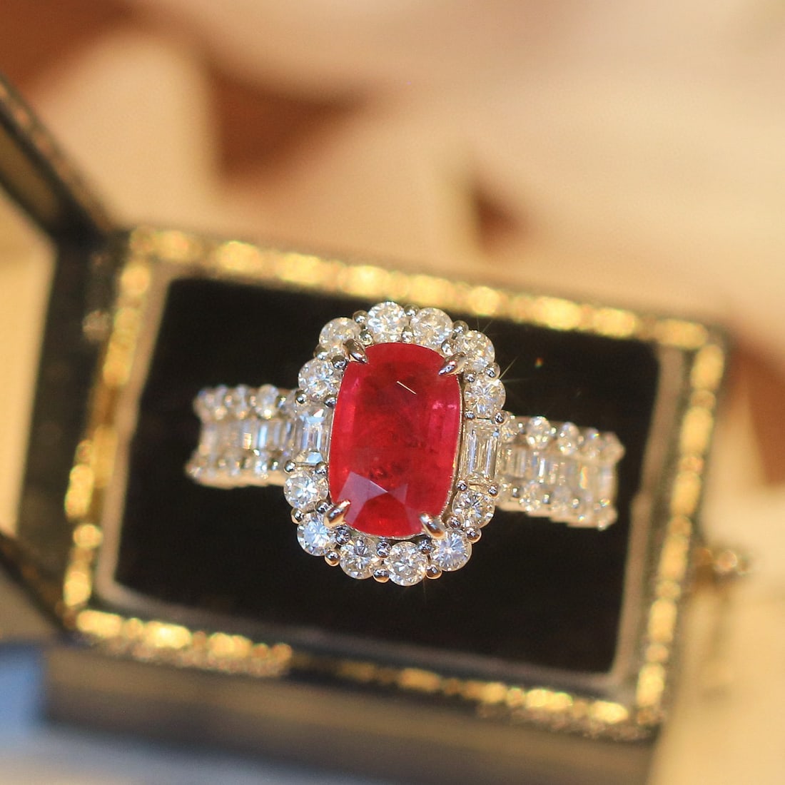 14k Gold 3.31 Ctw Natural Ruby & Diamond Ring (1 of 8)