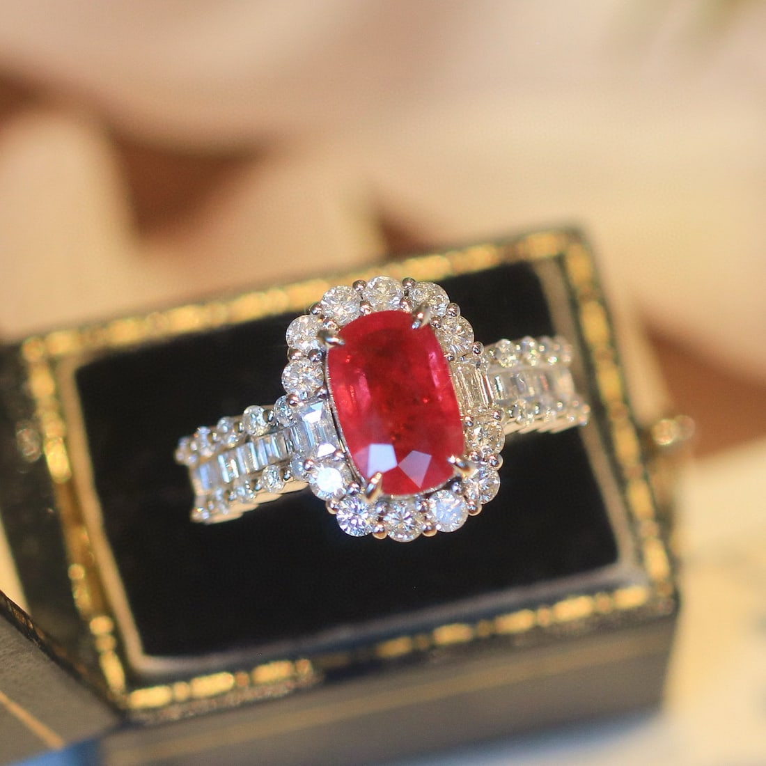 14k Gold 3.31 Ctw Natural Ruby & Diamond Ring - 2
