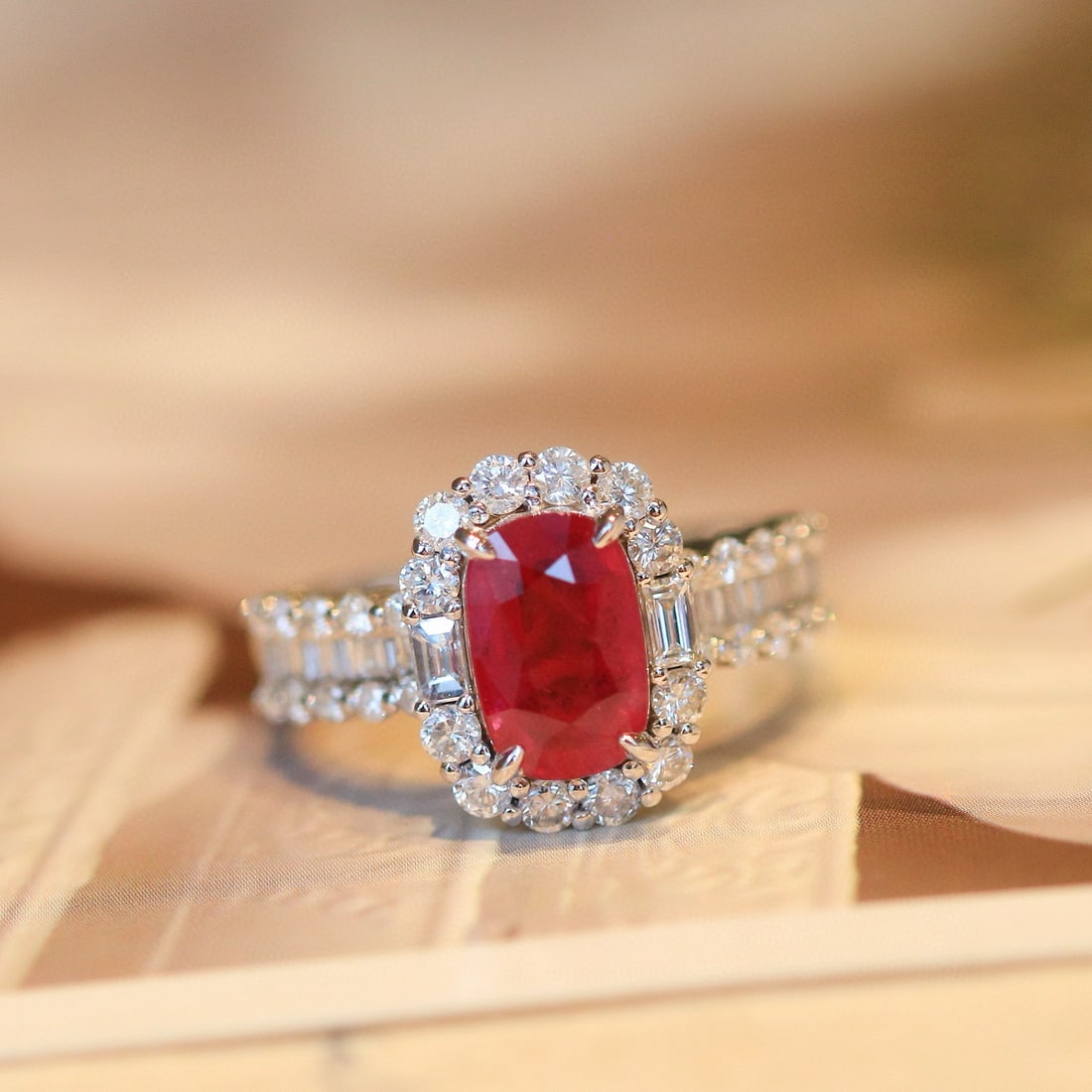 14k Gold 3.31 Ctw Natural Ruby & Diamond Ring - 7