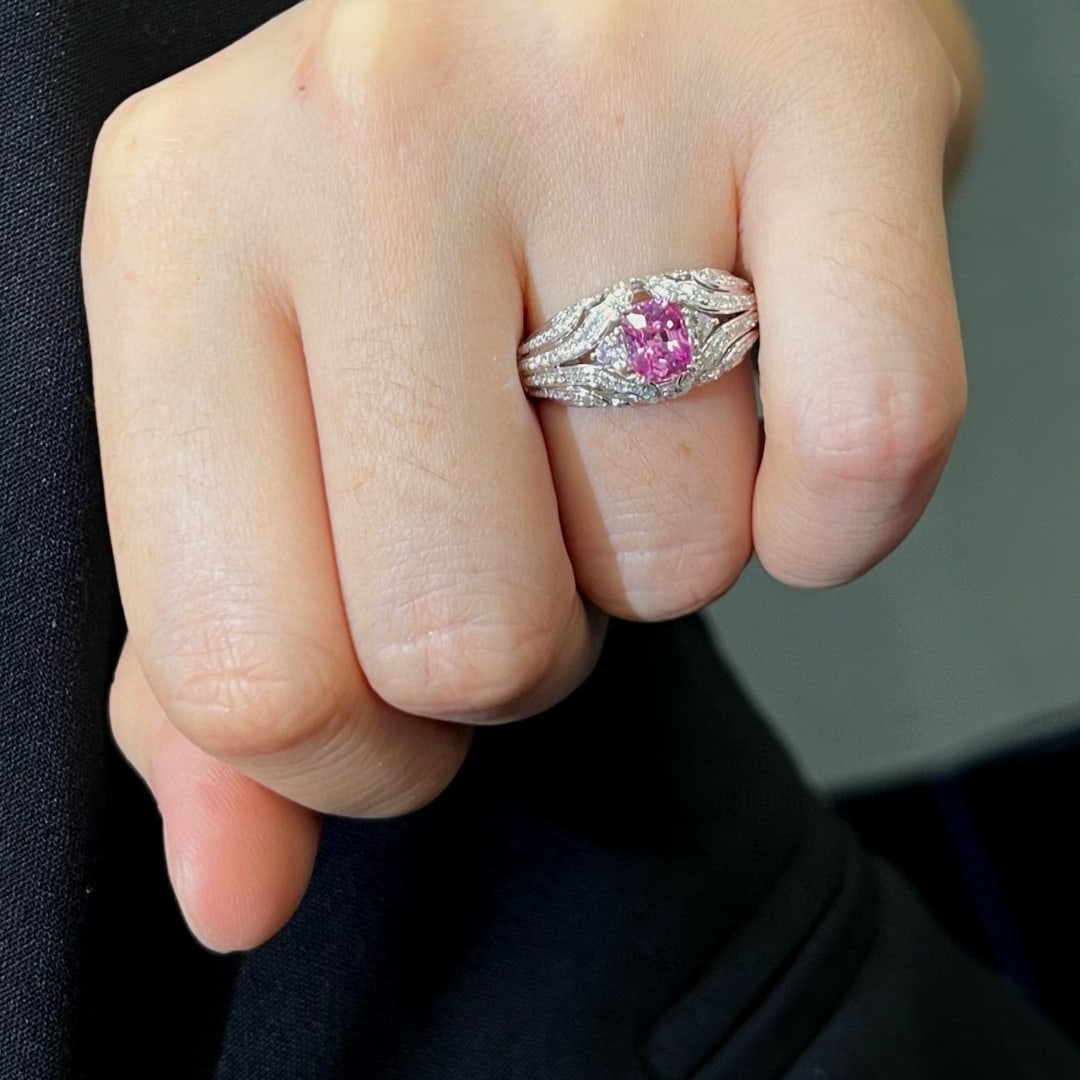 14k Gold 1.91 Ctw Natural Padparadscha Sapphire & Diamond Ring - 6