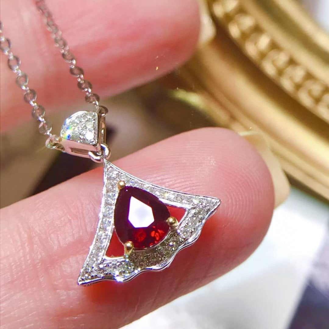 14k Gold 1.03 Ctw Natural Ruby & Diamond Necklace - 2