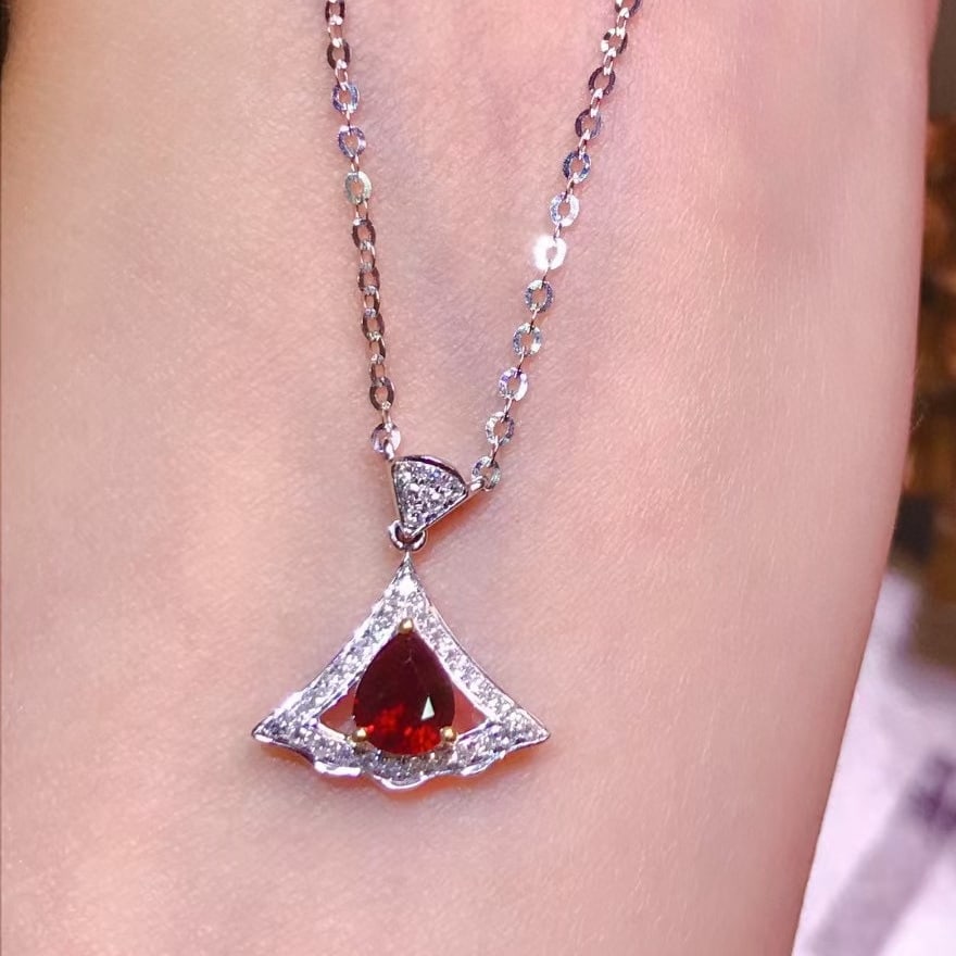 14k Gold 1.03 Ctw Natural Ruby & Diamond Necklace - 3