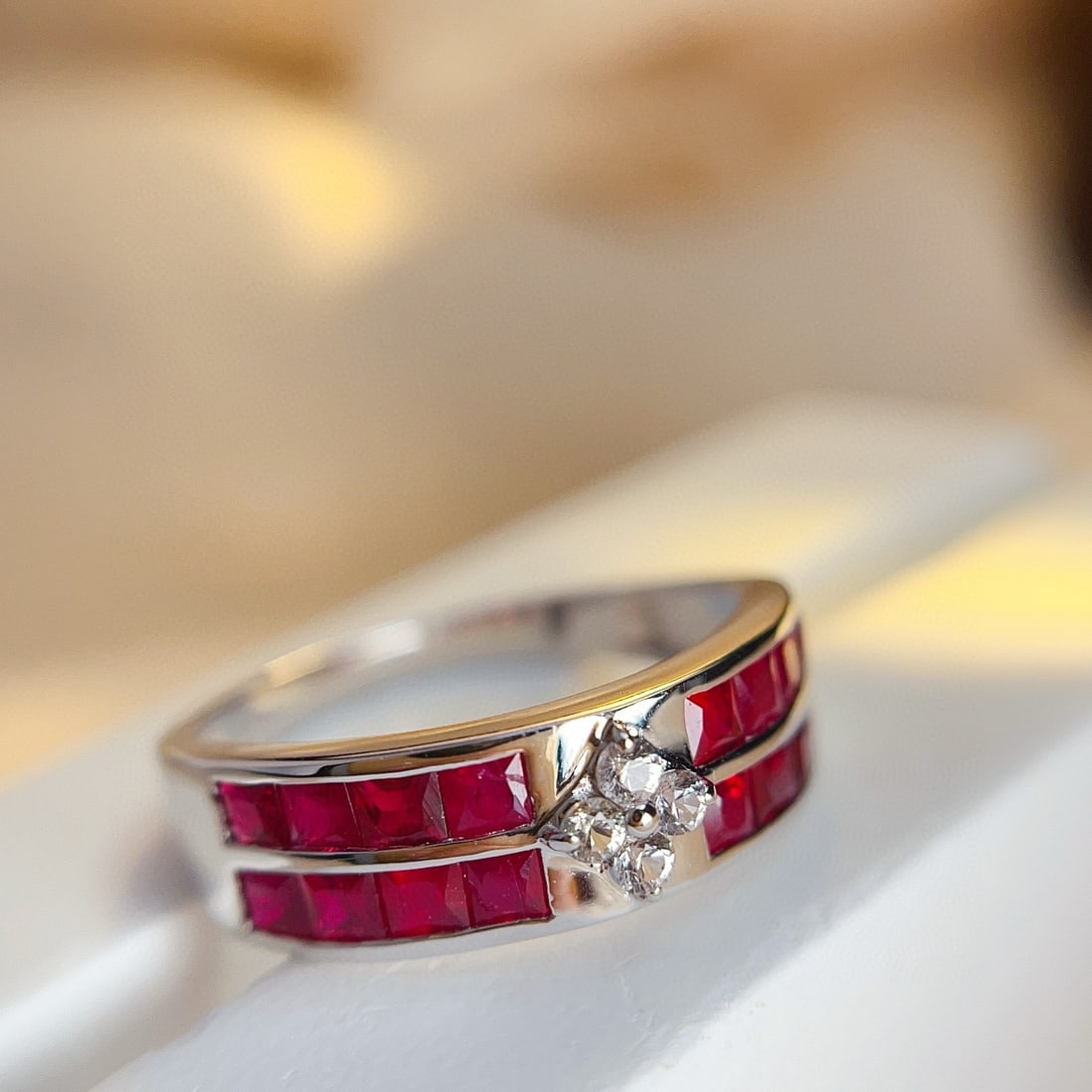14k Gold 1.65 Ct Natural Ruby & Sapphire Ring - 4