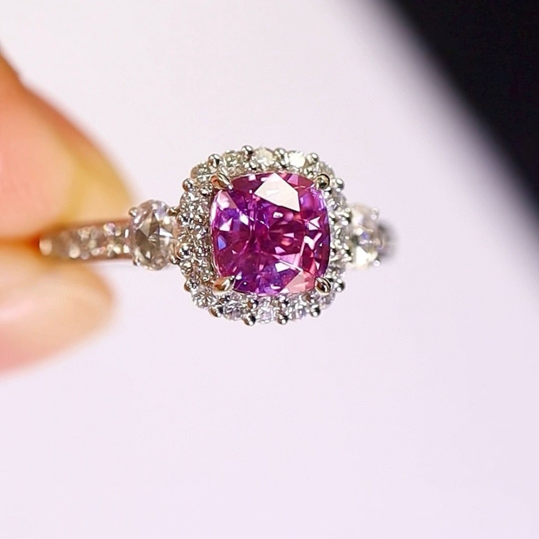 14k Gold 2.31 Ctw Natural Padparadscha Sapphire & Diamond Ring - 5