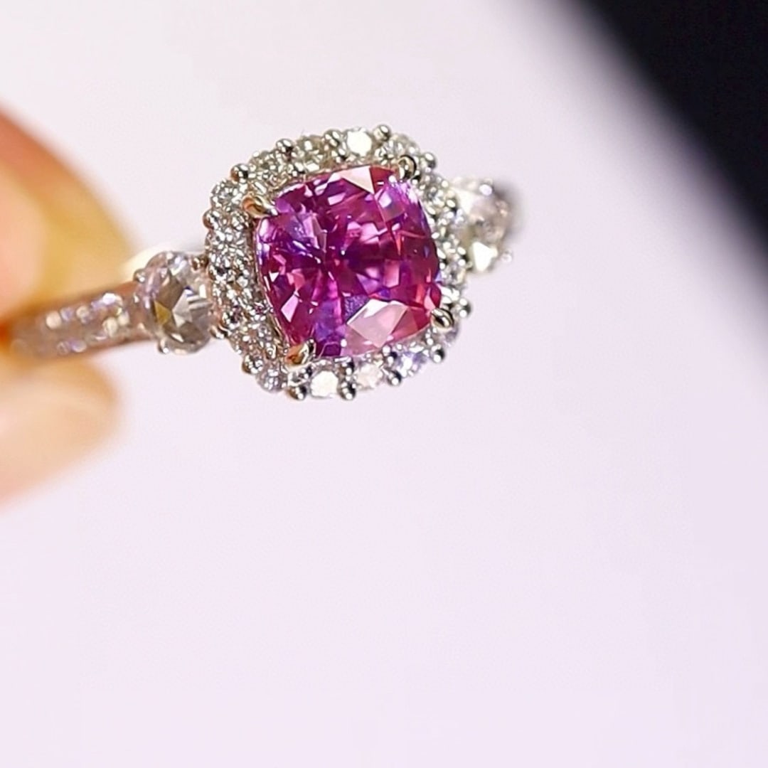 14k Gold 2.31 Ctw Natural Padparadscha Sapphire & Diamond Ring - 6