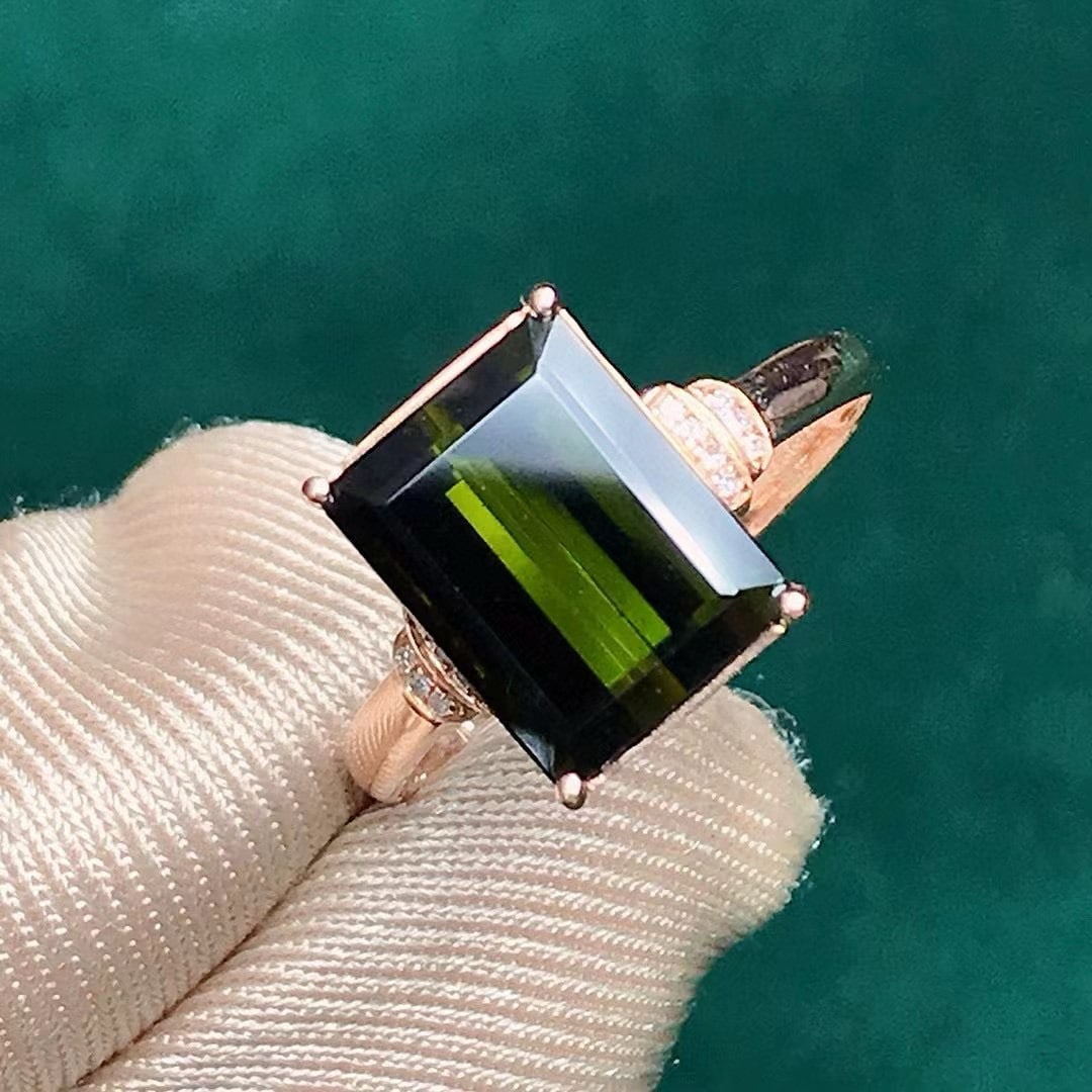 14k Gold 4.79 Ctw Natural Tourmaline & Diamond Ring - 2