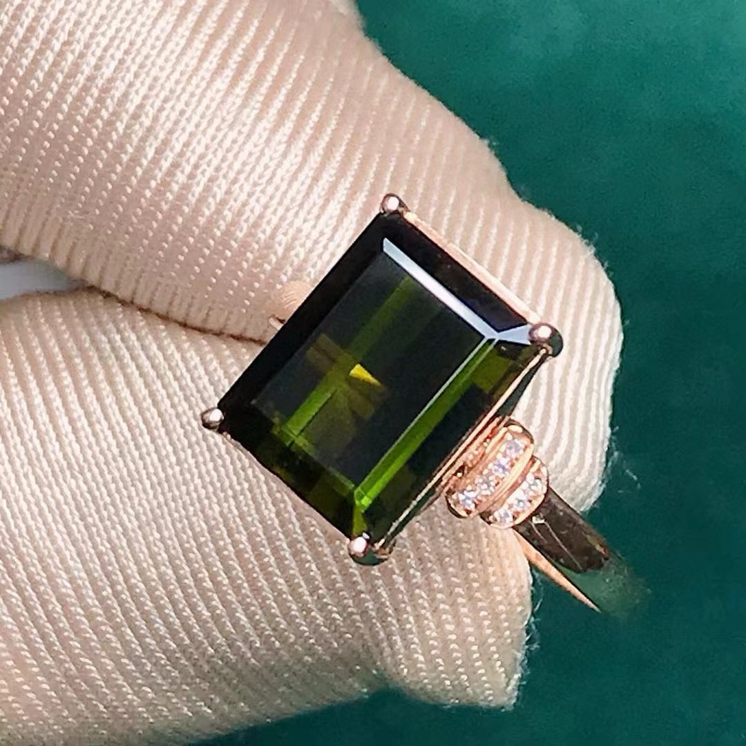 14k Gold 4.79 Ctw Natural Tourmaline & Diamond Ring - 5