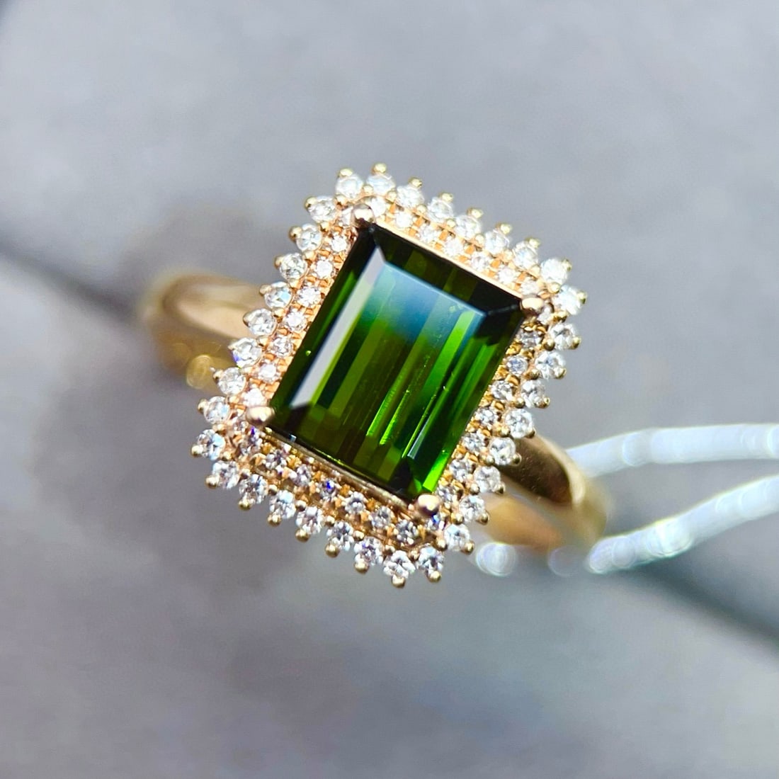 14k Gold 2.11 Ctw Natural Tourmaline & Diamond Ring - 3