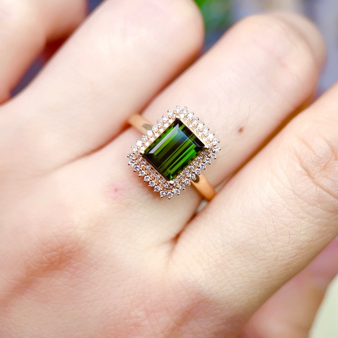 14k Gold 2.11 Ctw Natural Tourmaline & Diamond Ring - 5