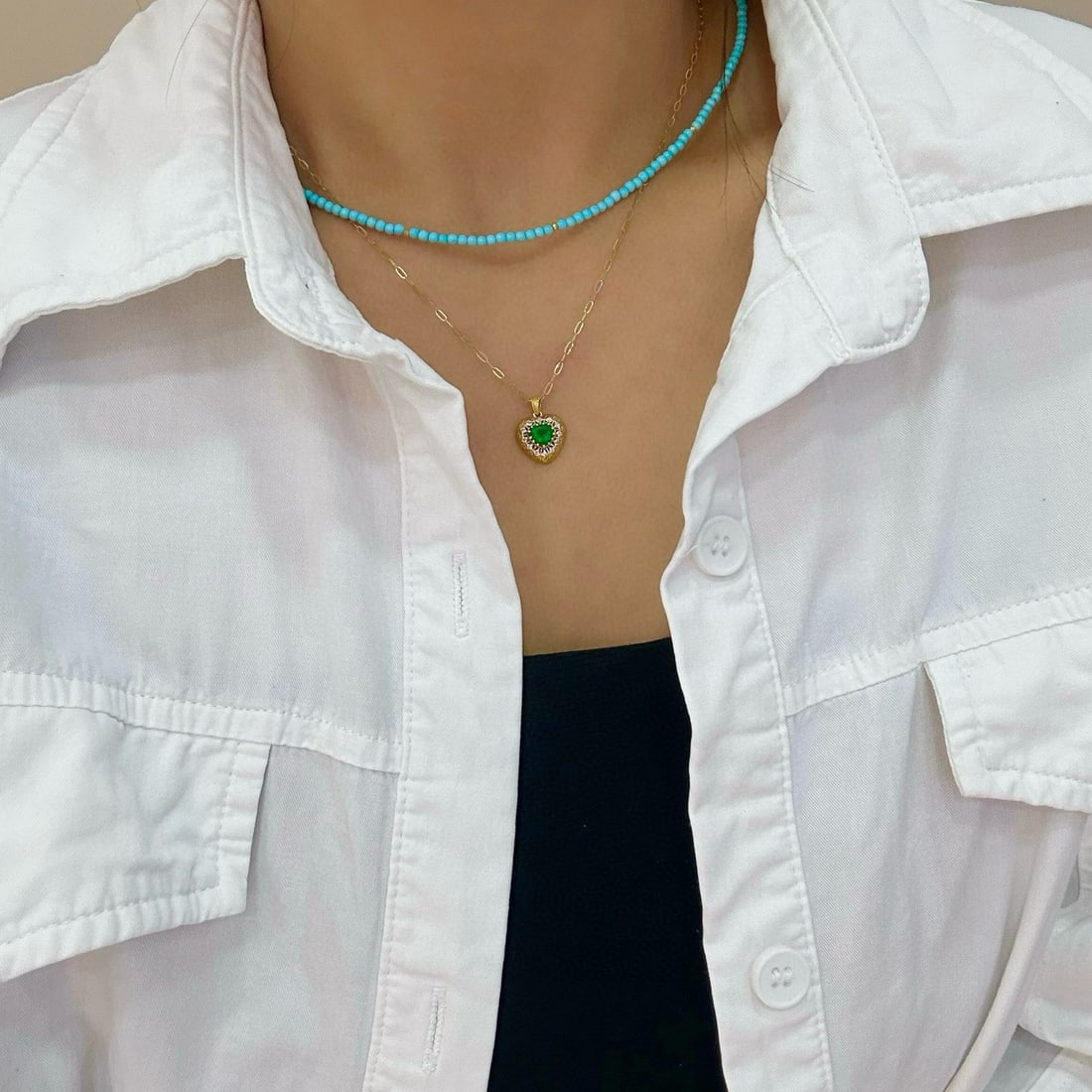 14k Gold 0.58 Ctw Vivid Green Natural Emerald & Diamond Pendant( Without Chain ) - 4