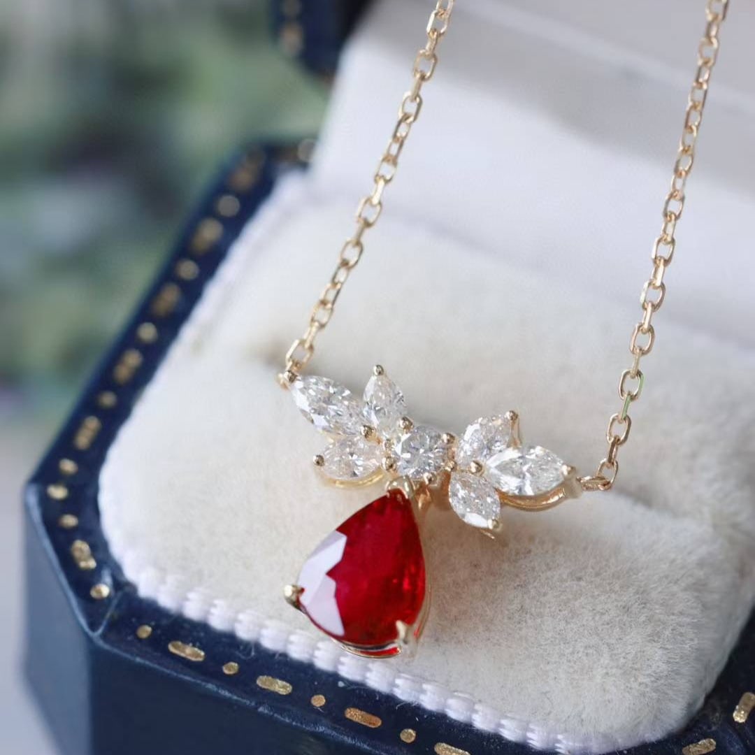 14k Gold 1.25 Ctw Natural Ruby & Diamond Necklace - 3