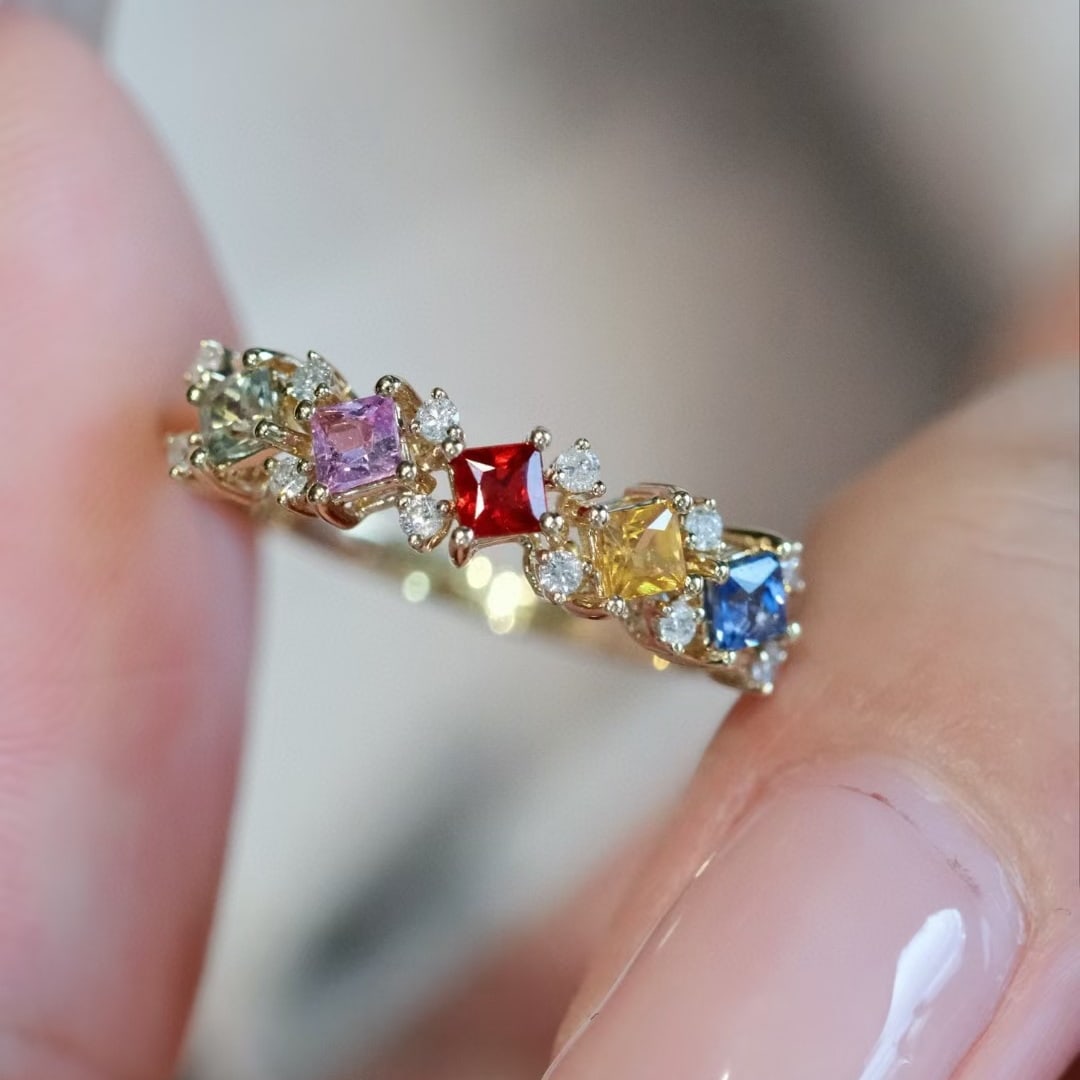 14k Gold 0.59 Ctw Natural Sapphire & Diamond Ring - 2