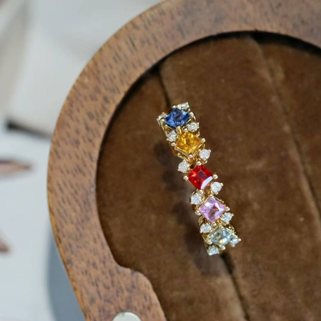 14k Gold 0.59 Ctw Natural Sapphire & Diamond Ring - 4