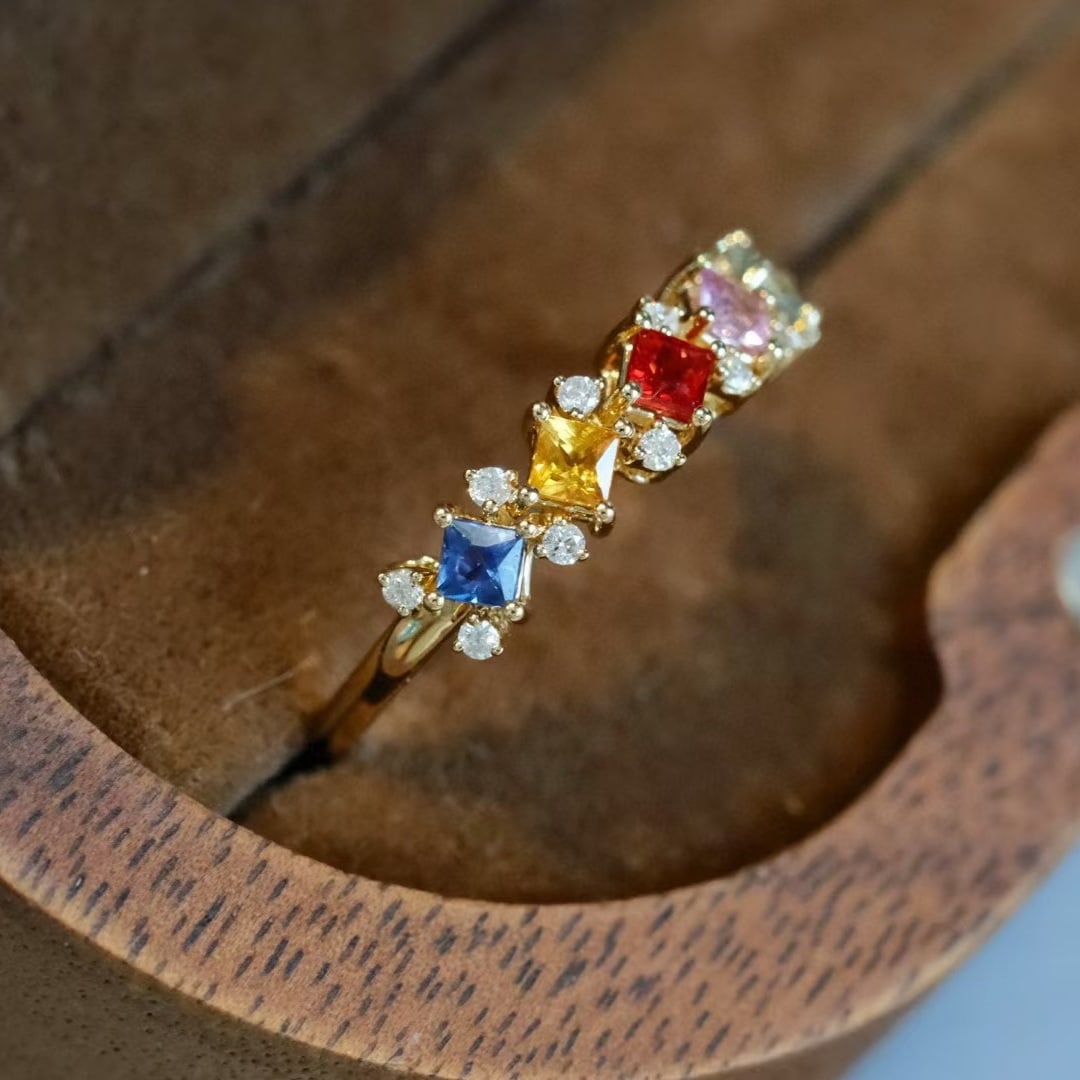 14k Gold 0.59 Ctw Natural Sapphire & Diamond Ring - 5