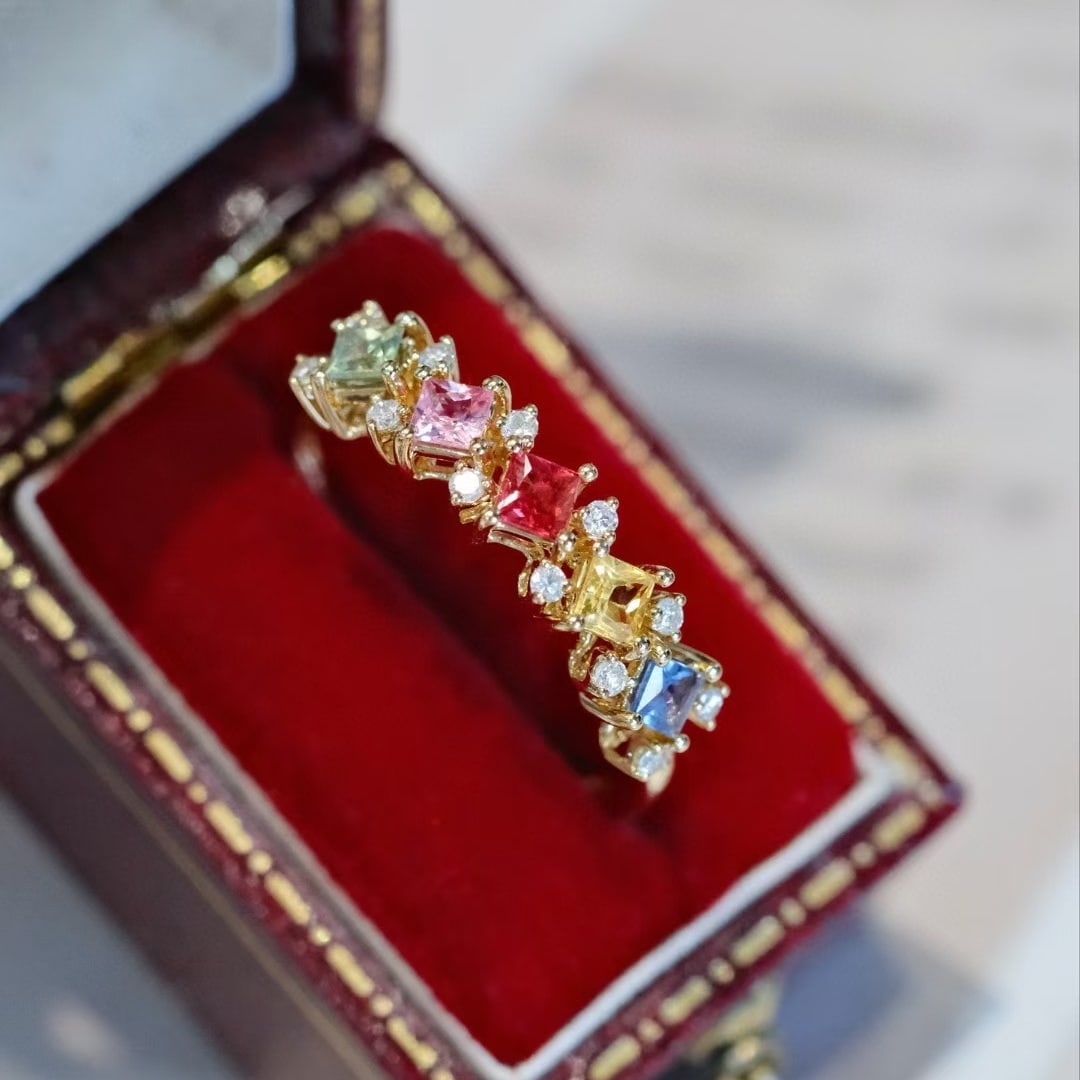 14k Gold 0.59 Ctw Natural Sapphire & Diamond Ring - 6