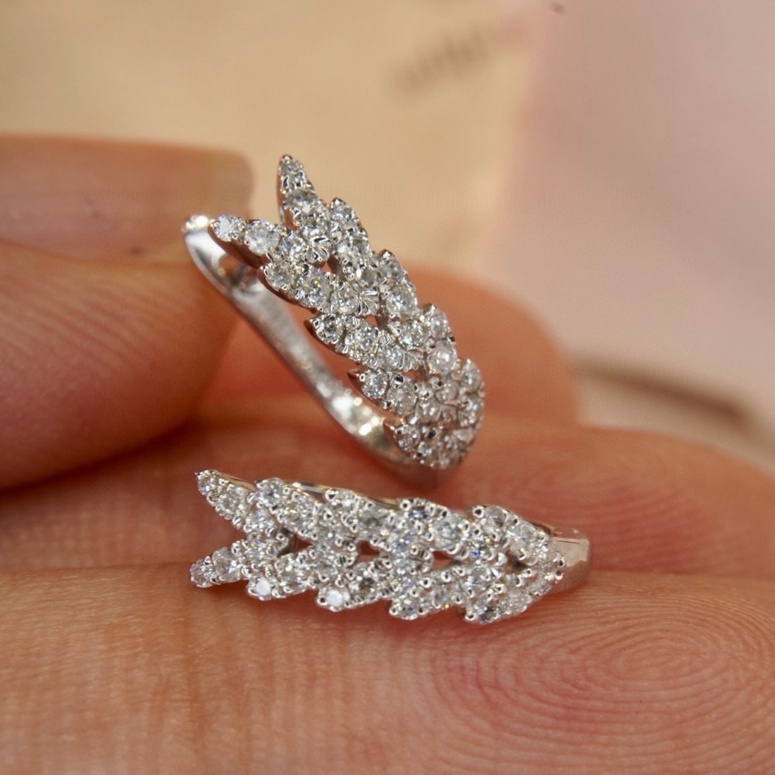 14k Gold 0.28 Ct Natural H Diamond Earrings - 5