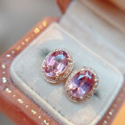 14k Gold 1.7 Ct Natural Tourmaline & Diamond Earrings - 3