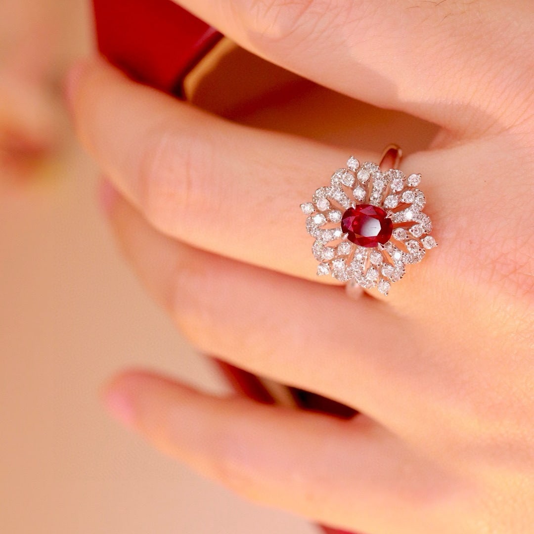 14k Gold 1.26 Ctw Natural Ruby & Diamond Ring - 7