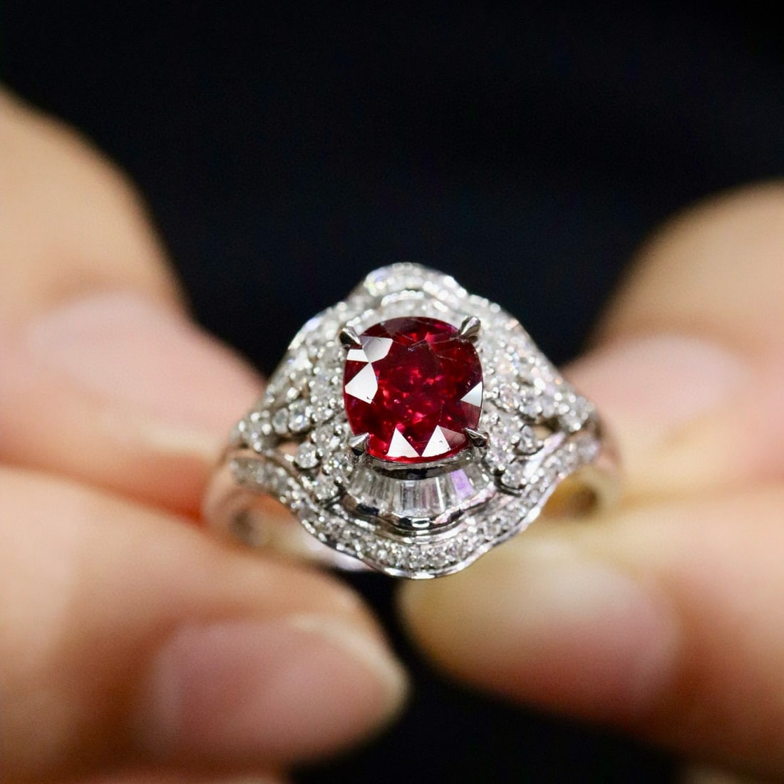 14k Gold 1.54 Ctw Natural Ruby & Diamond Ring - 2