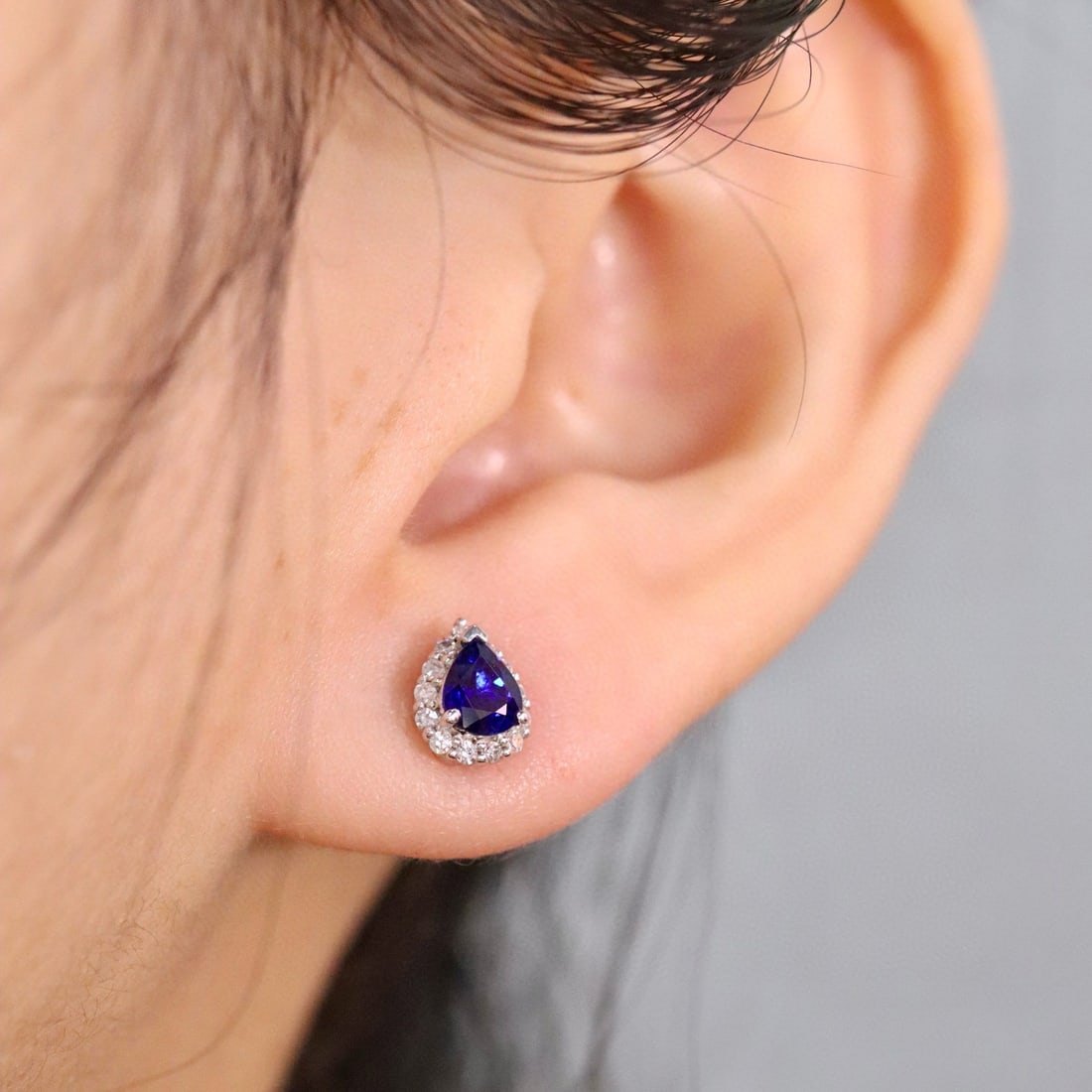 14k Gold 0.94 Ctw Natural Sapphire & Diamond Earrings - 3
