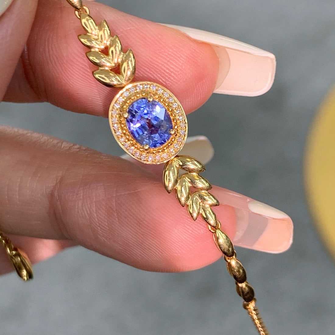14k Gold 1.00 Ctw Natural Sapphire & Diamond Bracelet - 5