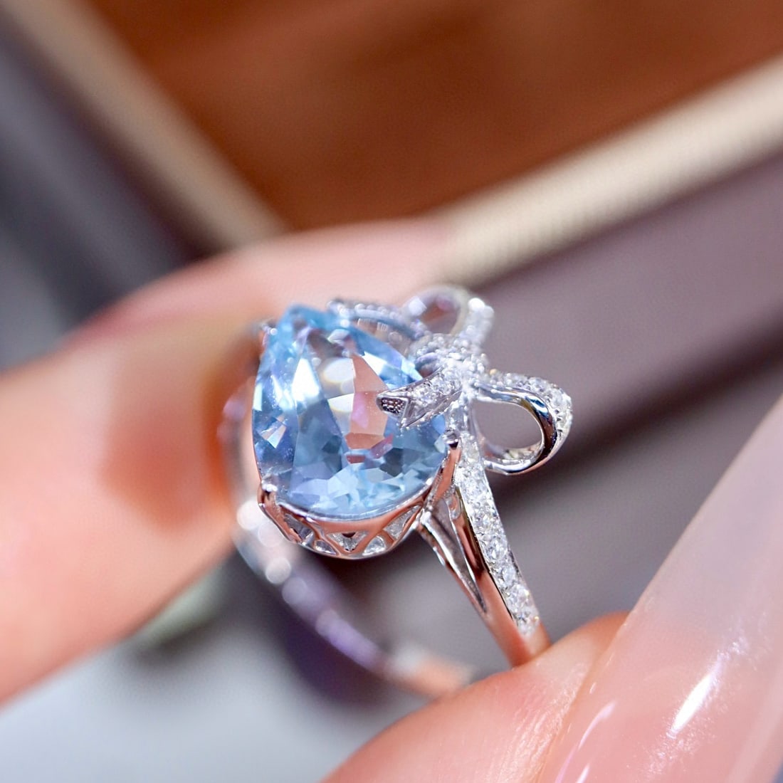 14k Gold 1.58 Ctw Natural Aquamarine & Diamond Ring - 4
