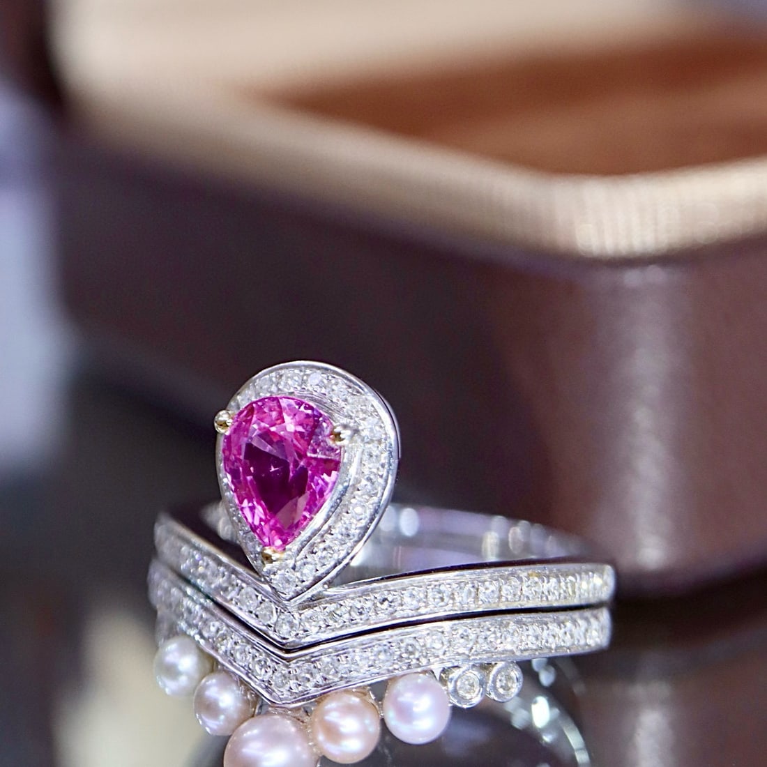 14k Gold 1.00 Ctw Natural Padparadscha Sapphire & Diamond Ring - 3