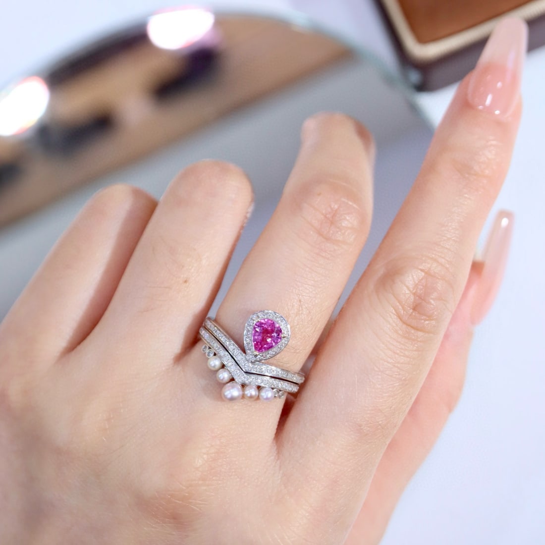 14k Gold 1.00 Ctw Natural Padparadscha Sapphire & Diamond Ring - 4