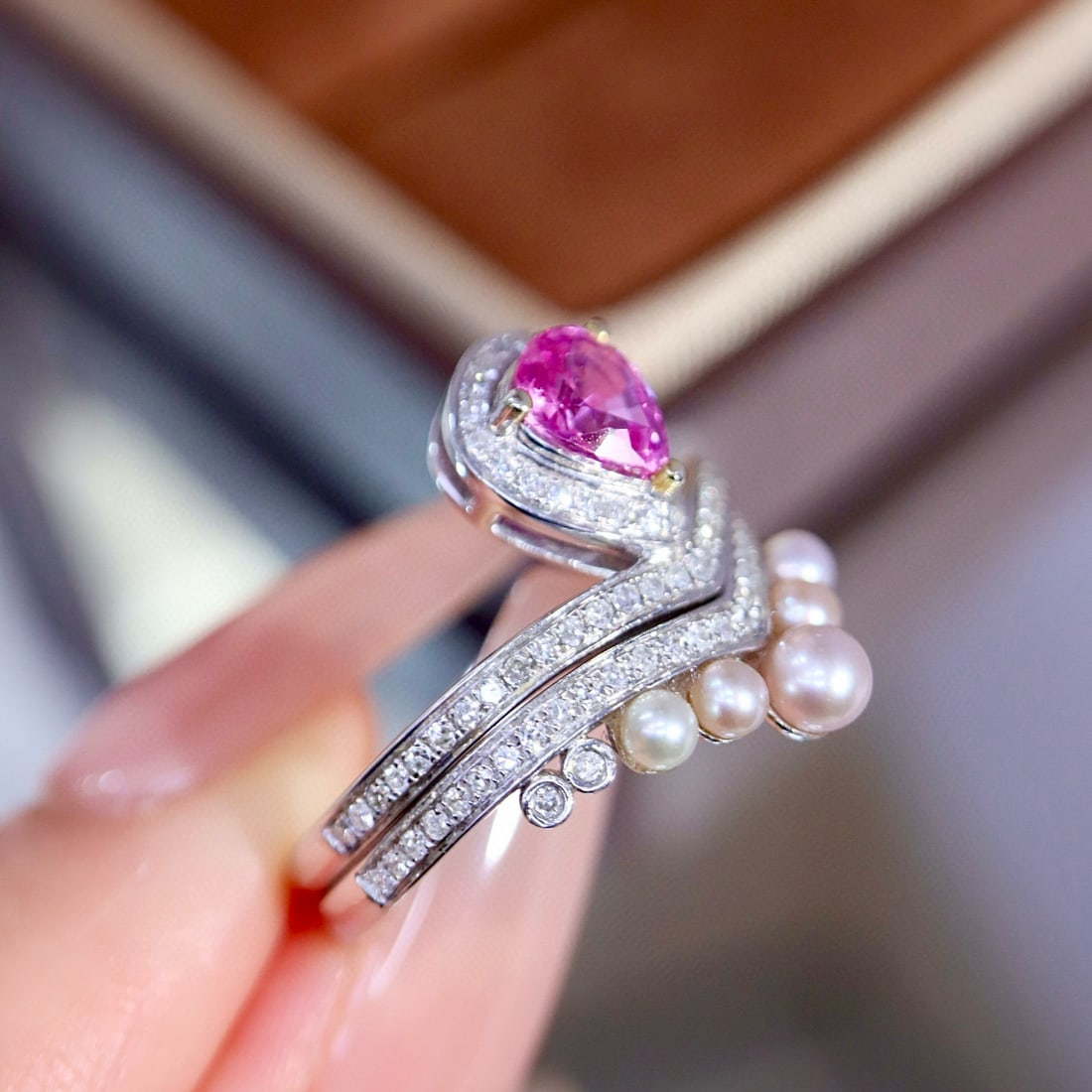 14k Gold 1.00 Ctw Natural Padparadscha Sapphire & Diamond Ring - 6