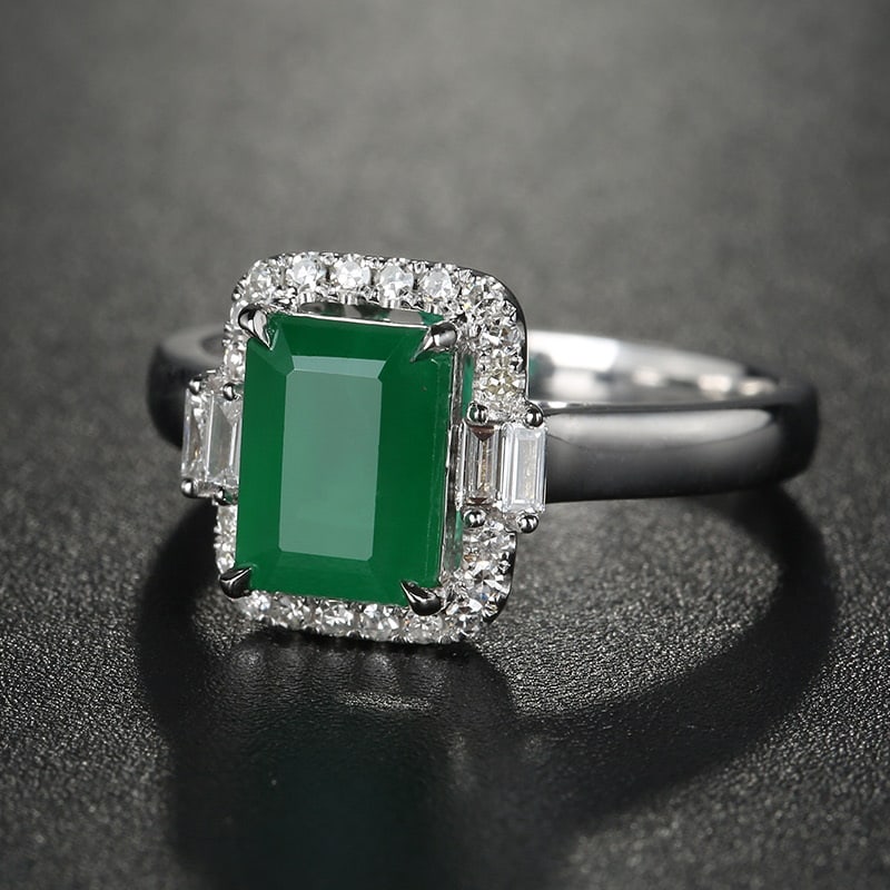 14k Gold 2.1 Ct Vivid Green Natural Emerald & Diamond Ring - 3