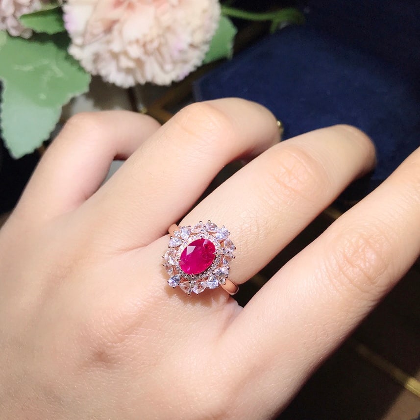 14k Gold 1.30 Ctw Natural Ruby & Diamond Ring - 6