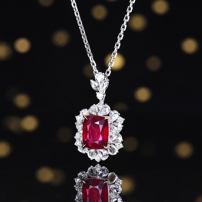 14k Gold 2.27 Ctw Natural Ruby & Diamond Pendant( Without Chain ) - 2