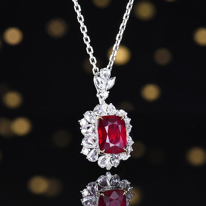 14k Gold 2.27 Ctw Natural Ruby & Diamond Pendant( Without Chain ) - 3