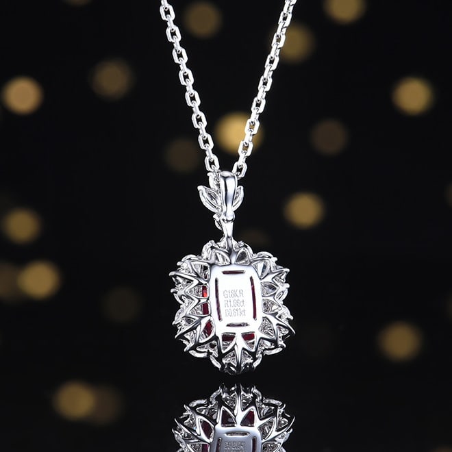 14k Gold 2.27 Ctw Natural Ruby & Diamond Pendant( Without Chain ) - 4