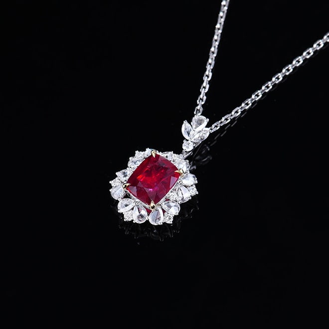 14k Gold 2.27 Ctw Natural Ruby & Diamond Pendant( Without Chain ) - 5