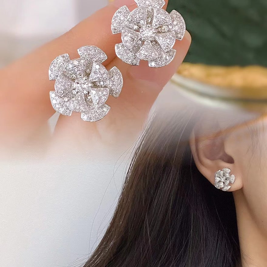 14k Gold 1 Ct Natural H Diamond Earrings - 3