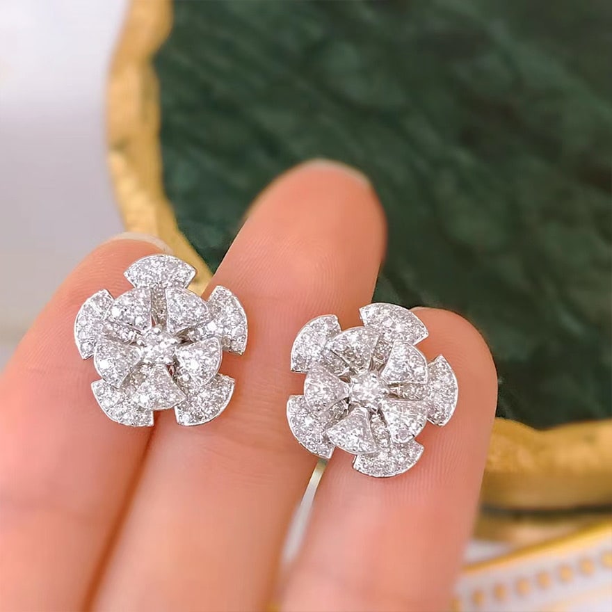 14k Gold 1 Ct Natural H Diamond Earrings - 4