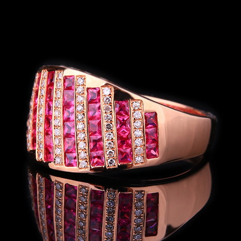 14k Gold 0.97 Ct Natural Ruby & Diamond Ring - 3