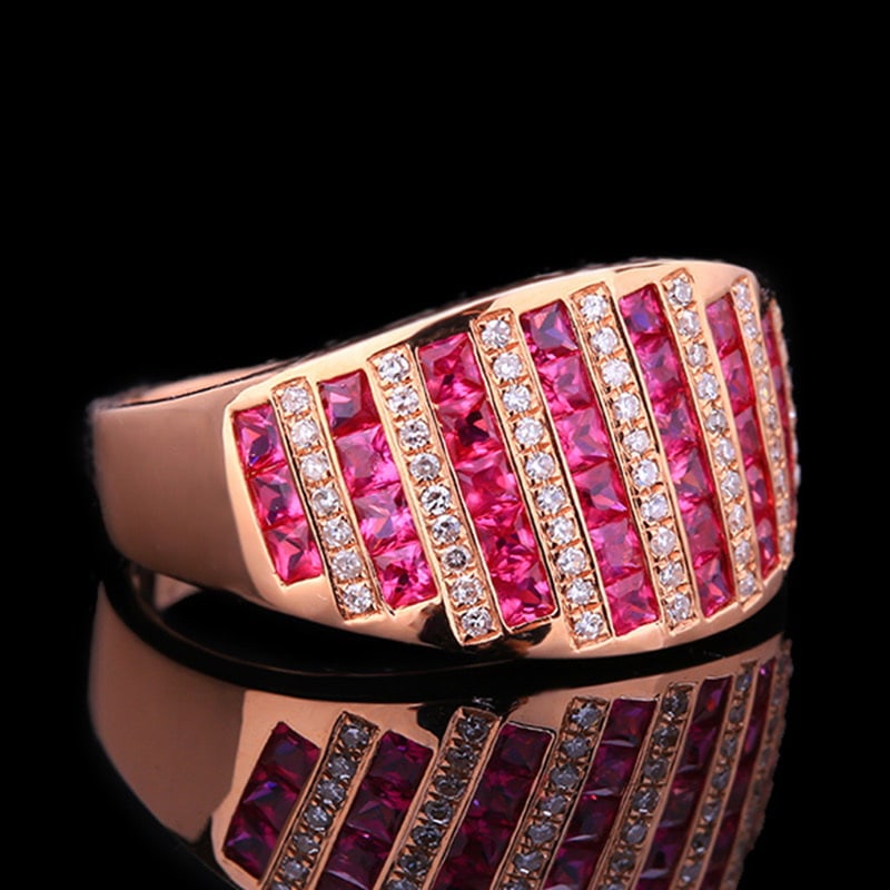 14k Gold 0.97 Ct Natural Ruby & Diamond Ring - 4