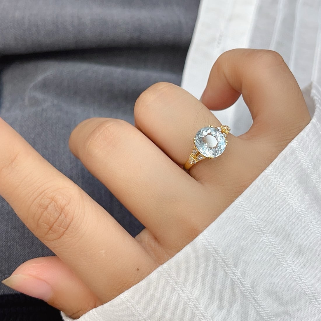14k Gold 2.70 Ct Natural Aquamarine Ring - 4