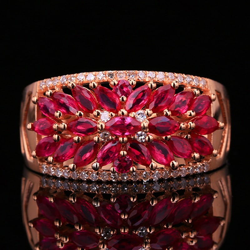 14k Gold 1.35 Ctw Natural Ruby & Diamond Ring