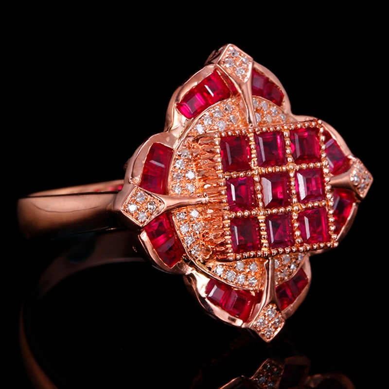 14k Gold 3.44 Ctw Natural Ruby & Diamond Ring - 3