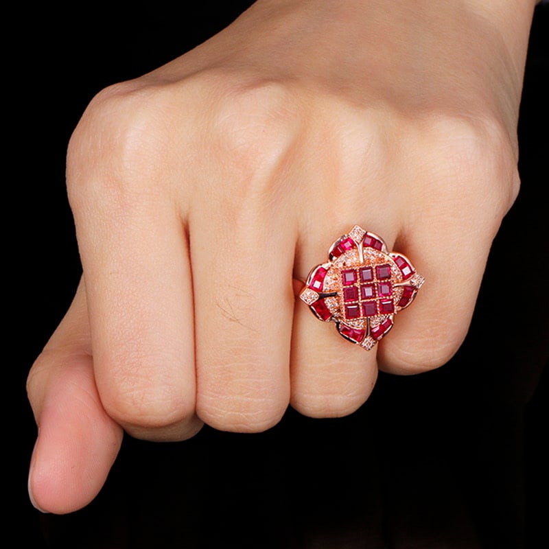 14k Gold 3.44 Ctw Natural Ruby & Diamond Ring - 4